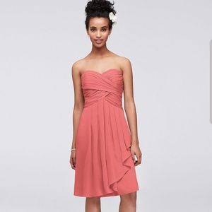 David's Bridal Coral Strapless Dress